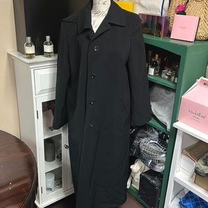Black, hooded, trenchcoat